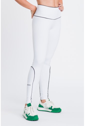 Legging Gaia Branco Com Cós Alto + Proteção UV+ Pilares