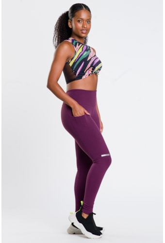 Legging Juca Roxo Cós Alto Com Bolso + Proteção UV/FPU50+ Essenciais