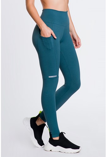 Legging Juca Verde Cós Alto Com Bolso + Proteção UV/FPU50+ Essenciais