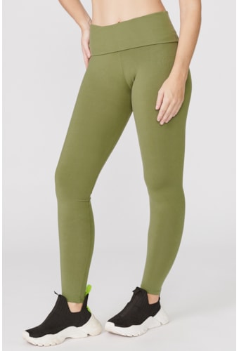 Legging Musa Verde Alcaparra Com Cós Duplo Essenciais