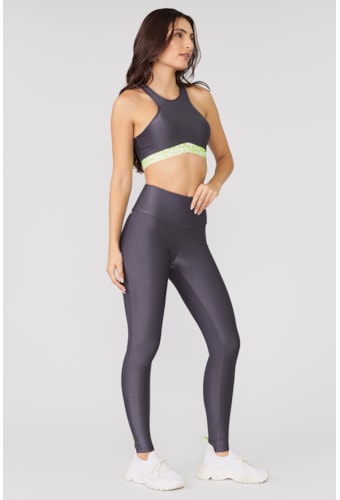 Legging Sunset Cinza Carbox Com Cós Alto Calmaria
