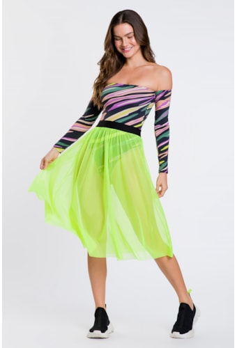 Saia Misk-Amarelo N/Elastico Preto