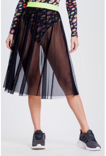 Saia Misk-Preto/Elastico Amarelo N