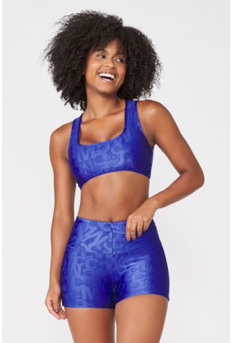 Short Acelga Azul Índigo Com Cós Alto Poente